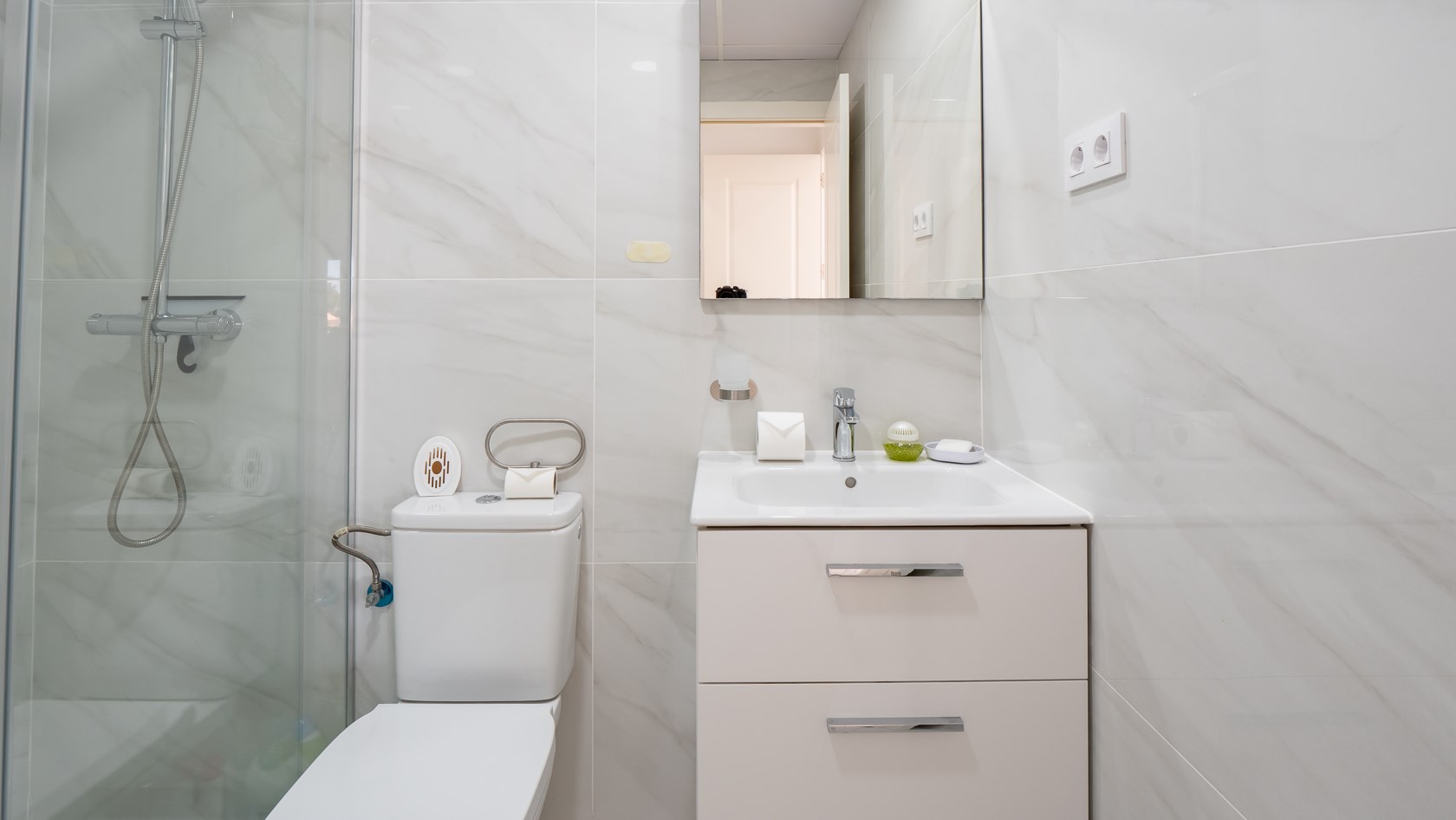 Downstairs bathroom with walk-in shower